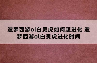 造梦西游ol白灵虎如何超进化 造梦西游ol白灵虎进化时间